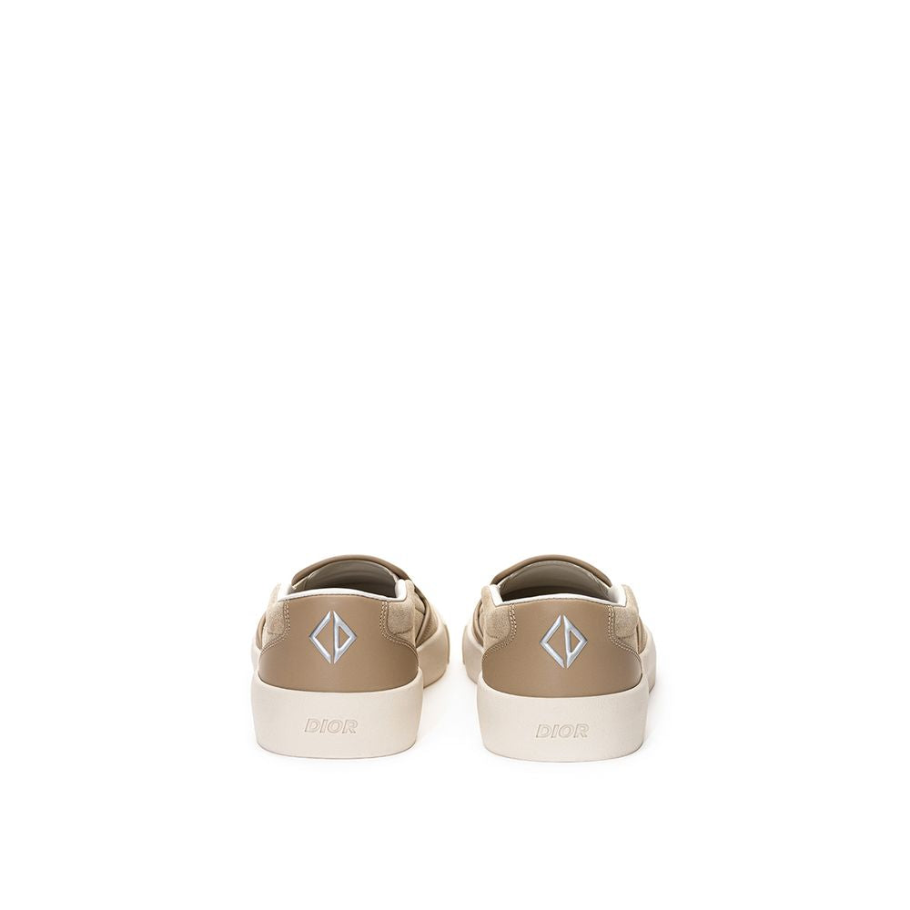 Dior Beige Leather Slip-On Loafers
