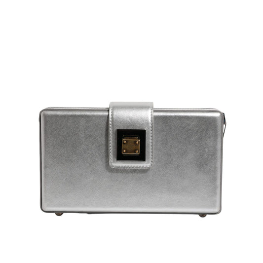 Dolce & Gabbana Metallic Silver DG BOX Leather Shoulder Strap Bag