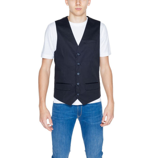 Gianni Lupo Black Cotton Waistcoat
