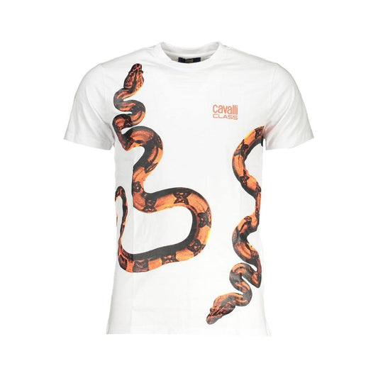 Cavalli Class White Cotton T-Shirt Cavalli Class