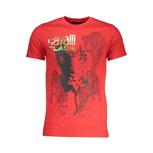 Cavalli Class Red Cotton T-Shirt Cavalli Class