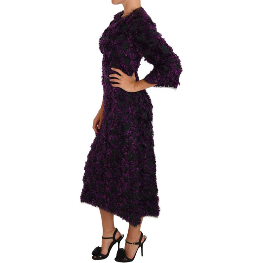 Elegant Fringe Sheath Dress in Purple & Black