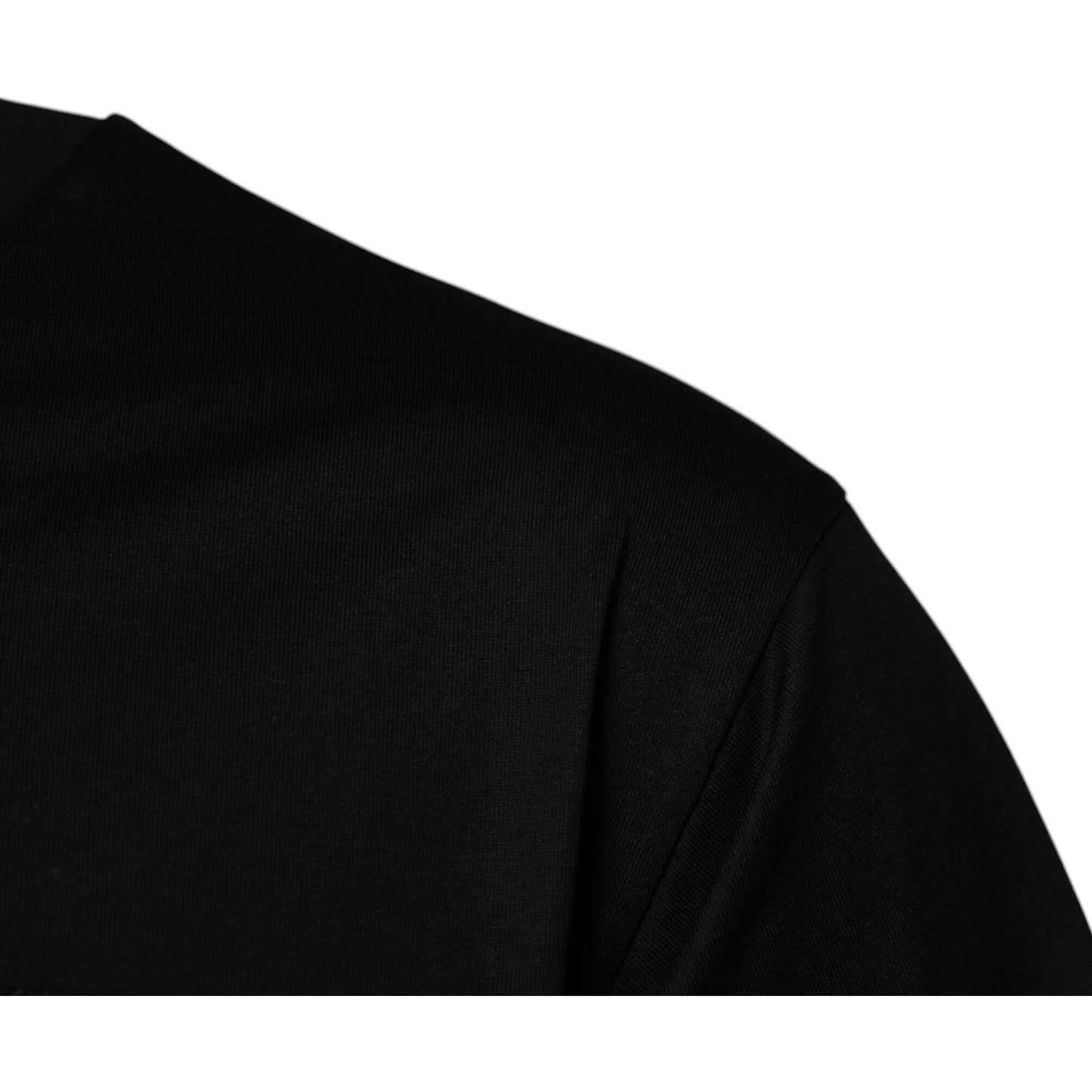 Dolce & Gabbana Black Logo Patch Cotton Crew Neck T-shirt