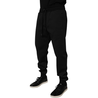 Dolce & Gabbana Black Polyester Men Jogger Sweatpants Pants
