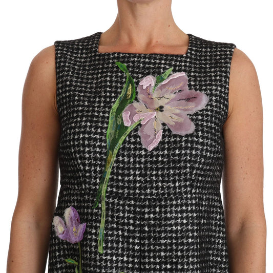 Elegant Gray Mini A-Line Dress with Purple Tulip