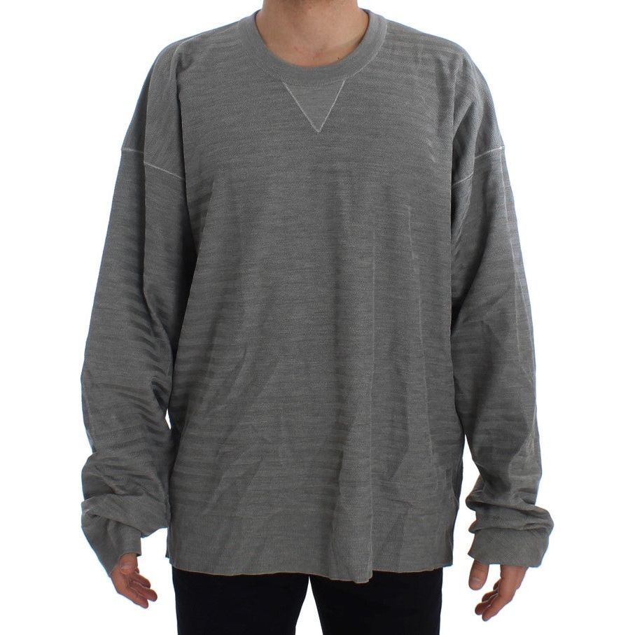 Dolce & Gabbana Elegant Gray Silk Crewneck Pullover Sweater Dolce & Gabbana