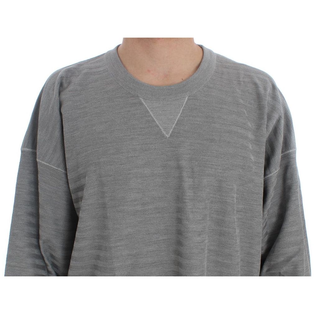 Dolce & Gabbana Elegant Gray Silk Crewneck Pullover Sweater Dolce & Gabbana