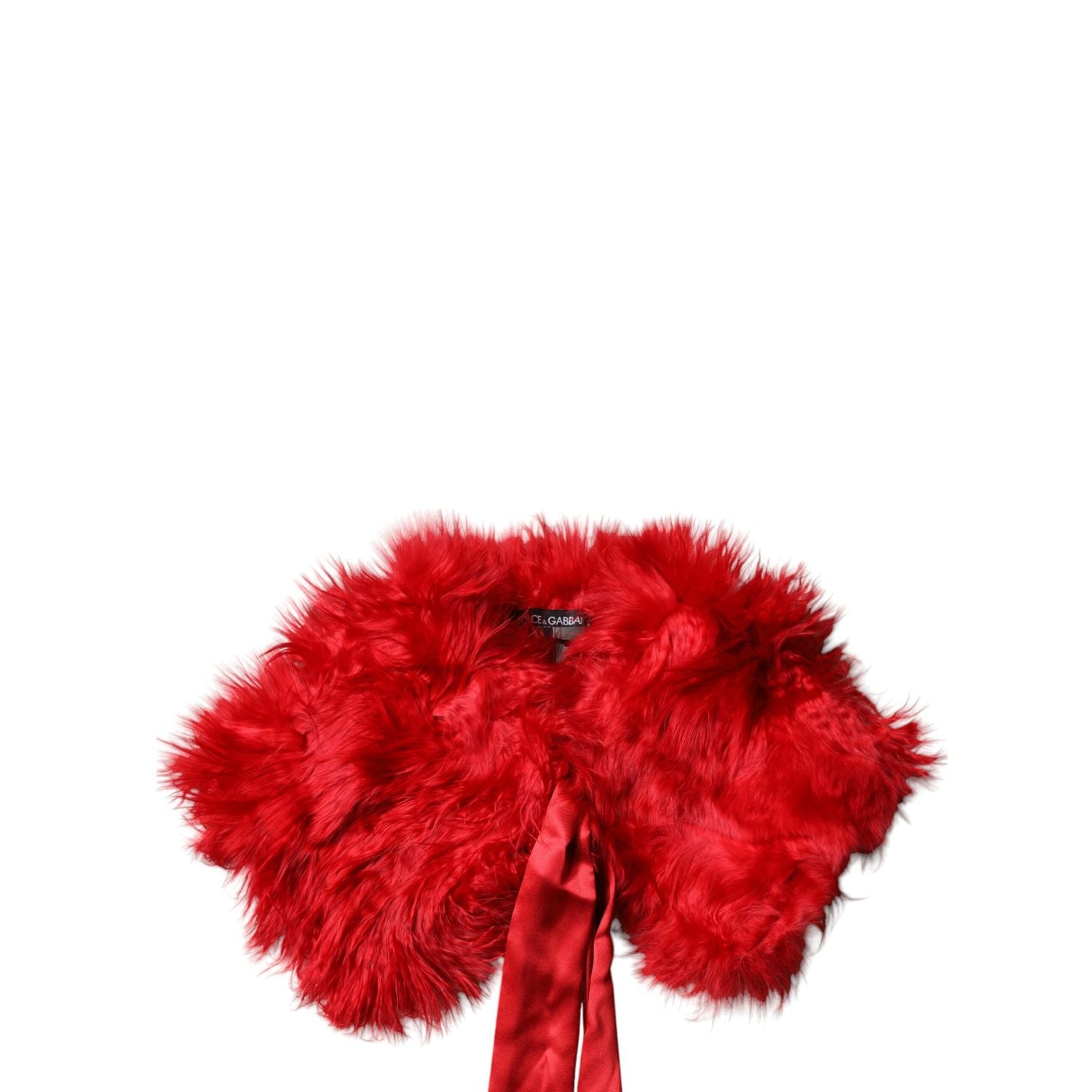 Dolce & Gabbana Red Alpaca Fur Women Neck Warmer Winter Scarf