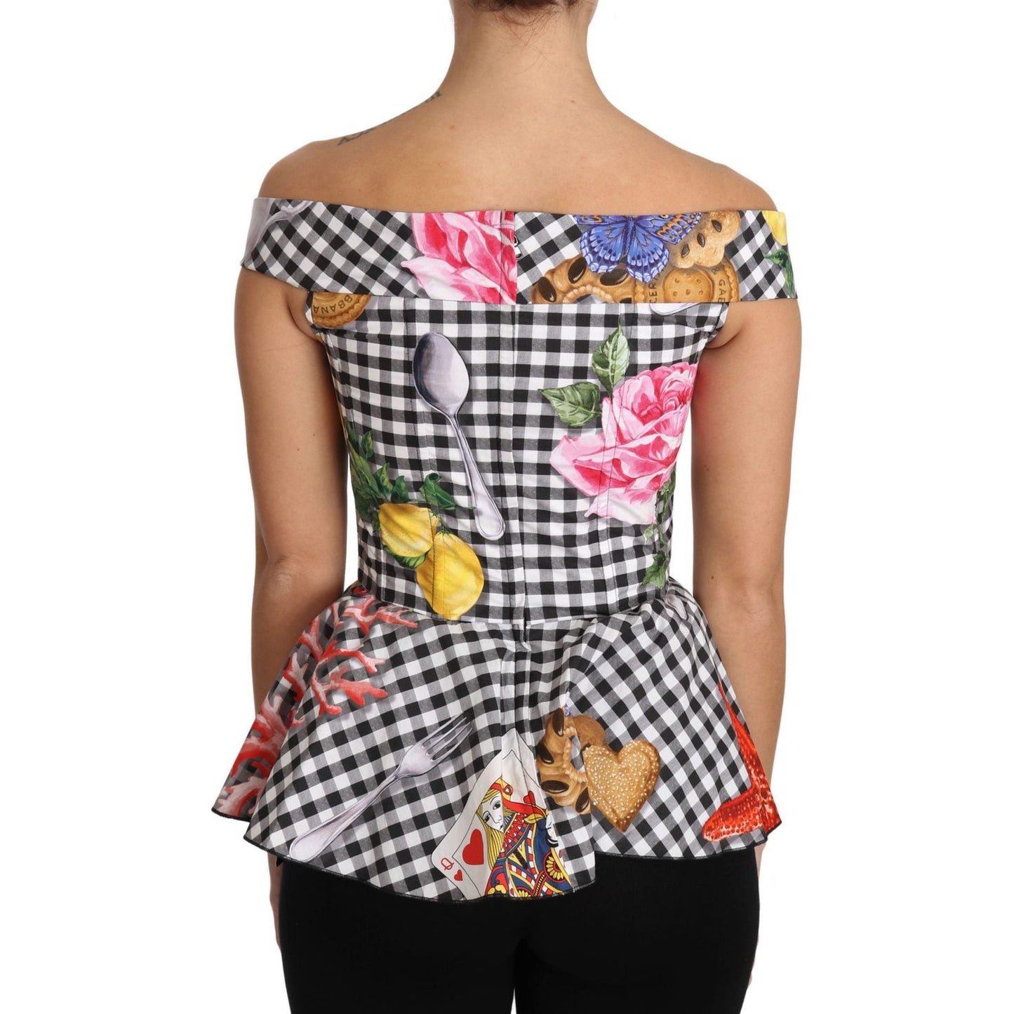 Dolce & Gabbana Chic Checkered Corset Top Blouse Dolce & Gabbana