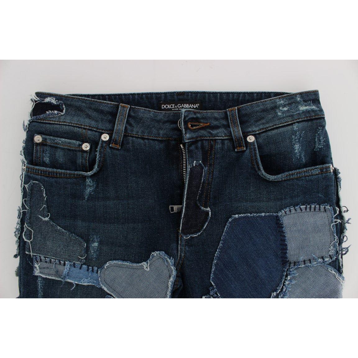 Dolce & Gabbana Stretch Blue Patchwork Jeans Shorts
