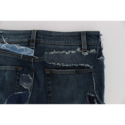 Dolce & Gabbana Stretch Blue Patchwork Jeans Shorts