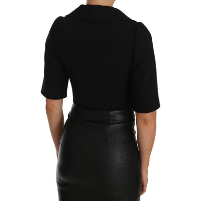 Dolce & Gabbana Black Short Fitted Wool Cropped Jacket Blazer