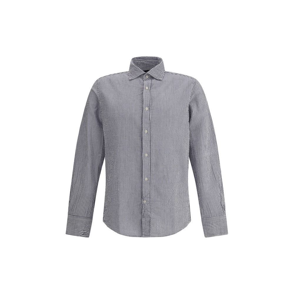 Deperlu Blue Cotton Pattern Shirt Deperlu