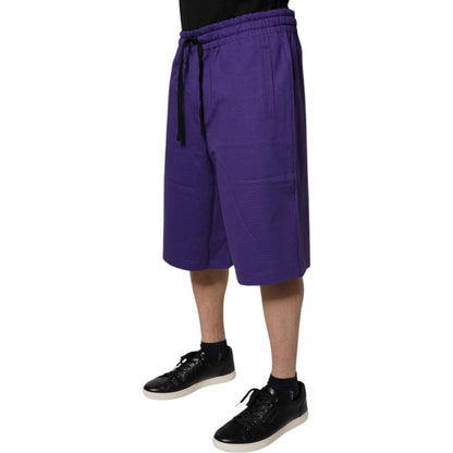 Dolce & Gabbana Purple Cotton Men Bermuda Sweatshorts Shorts