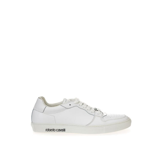 Roberto Cavalli White Leather Low Top Sneakers