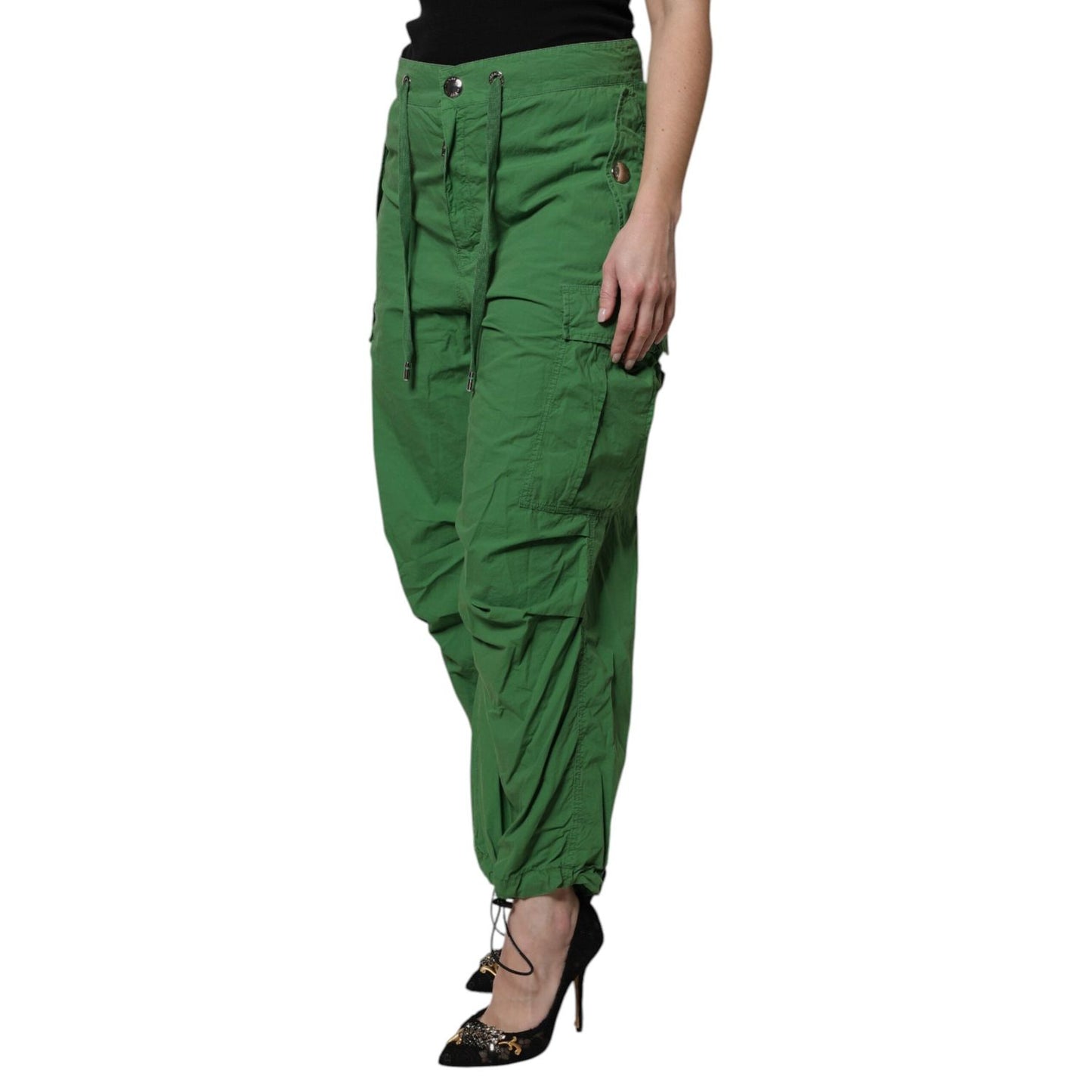 Dolce & Gabbana Green Cotton High Waist Cargo Pants