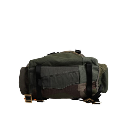 Dolce & Gabbana Military Green Patchwork School Backpack Bag