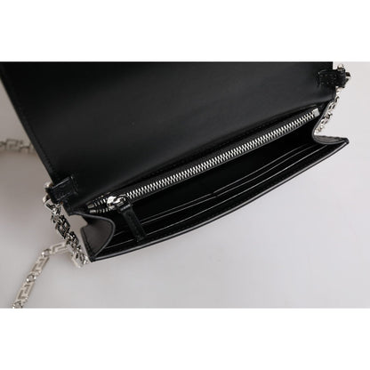 Versace Black Calfskin Leather Chain Strap Shoulder Crossbody Bag Versace