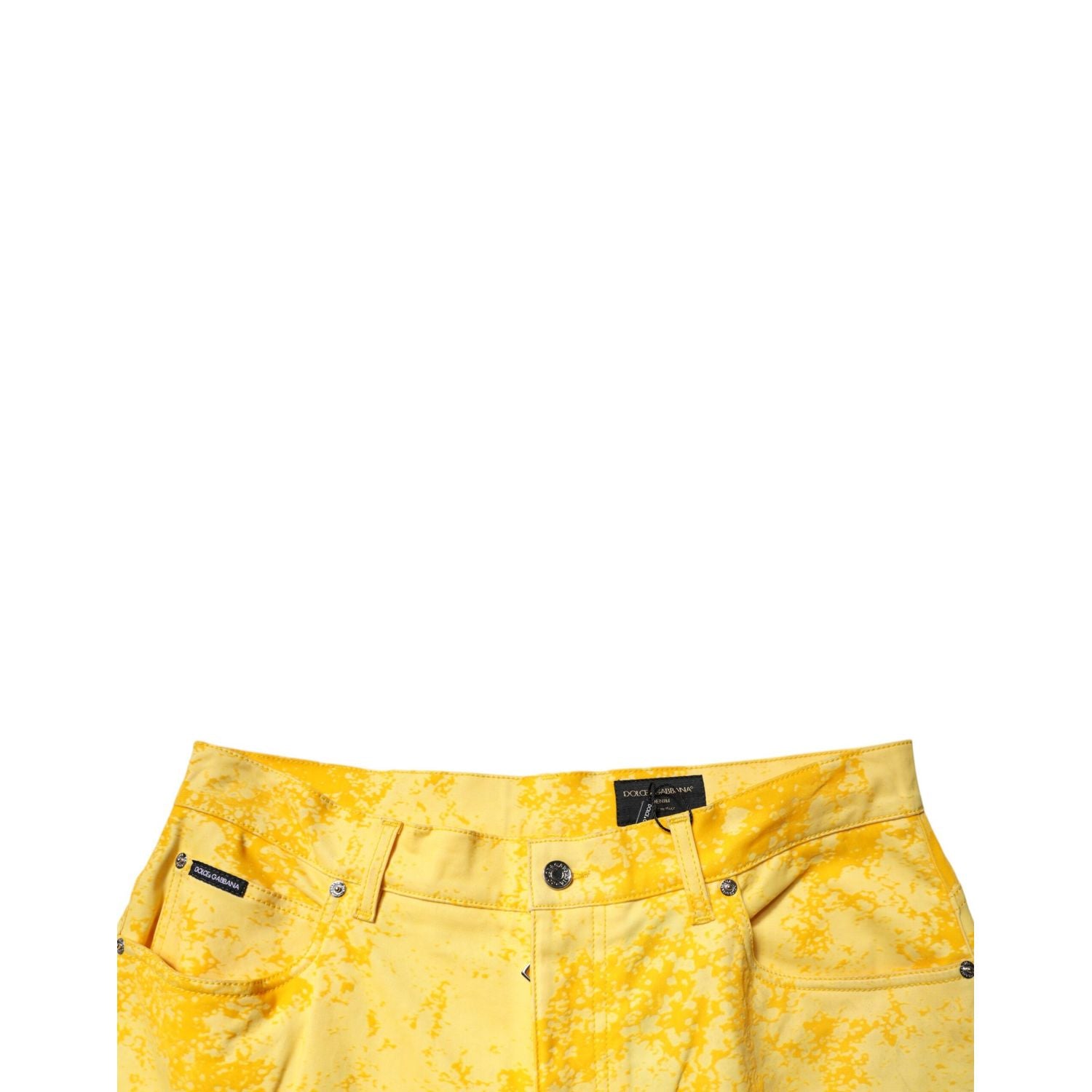 Dolce & Gabbana Yellow Tie Dye Cotton Straight Denim Jeans