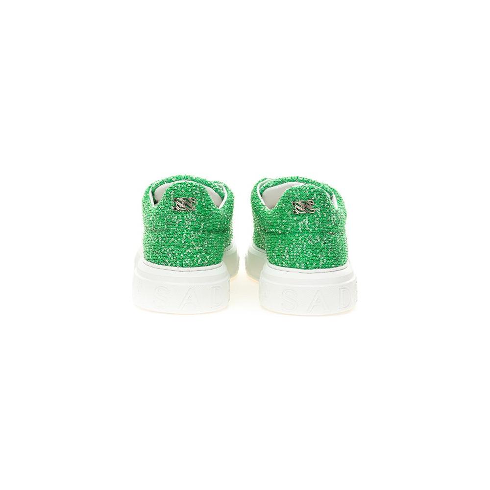 Casadei Green Fabric And Leather Athletic Sneakers