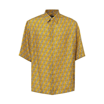 Fendi Yellow Silk Shortsleeve Shirt Fendi