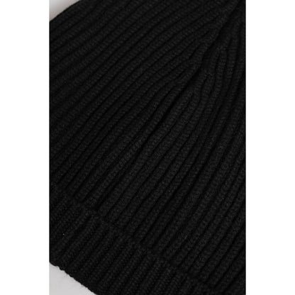 Dolce & Gabbana Black Cashmere Knitted Winter Beanie Hat