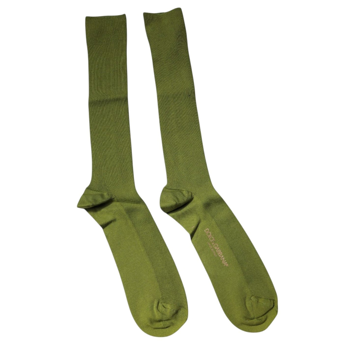 Dolce & Gabbana Green Cotton Logo Over The Calf Socks