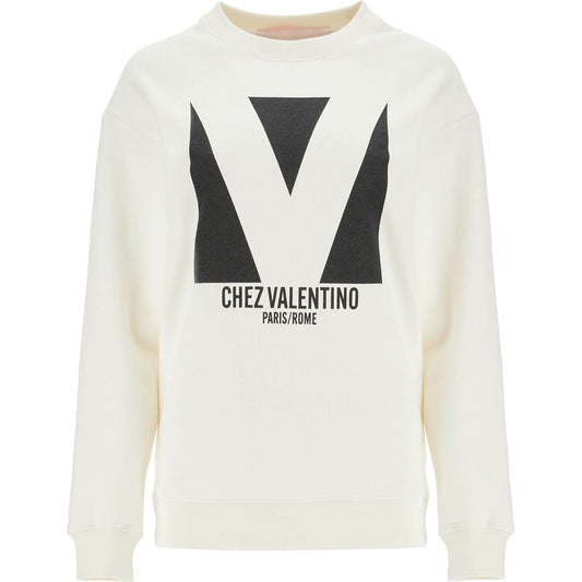 Valentino Garavani ivory cotton sweatshirt with bold stylized logo Topwear Valentino Garavani