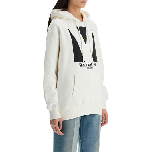 Valentino Garavani ivory cotton hoodie with large logo Topwear Valentino Garavani