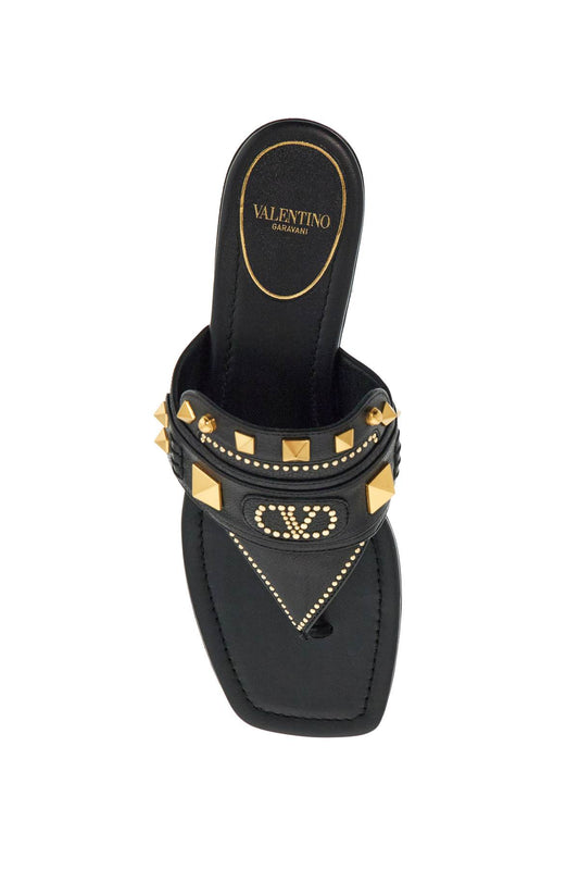 Valentino Garavani black buffalo leather studded flip-flops Sandals Valentino Garavani