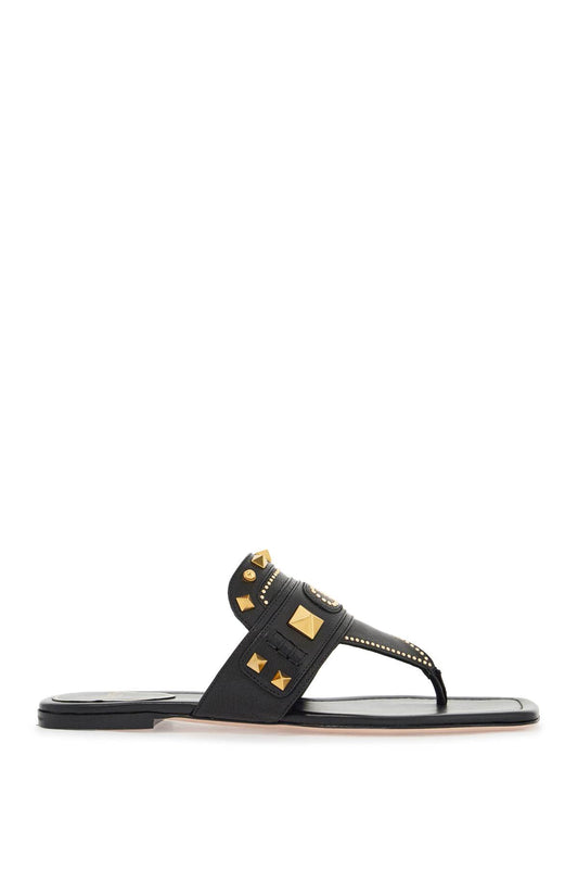 Valentino Garavani black buffalo leather studded flip-flops Sandals Valentino Garavani