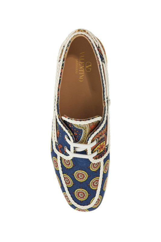 Valentino Garavani blue cotton boat shoes with paisley pattern Espadrilles Valentino Garavani