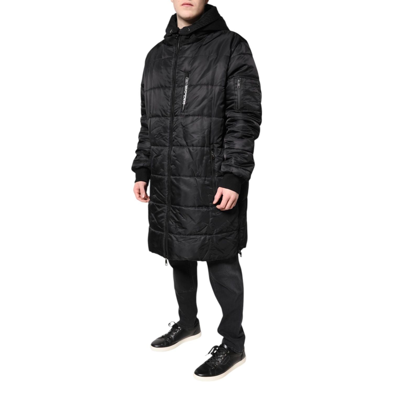 Dolce & Gabbana Black Hooded Parka Coat Winter Jacket