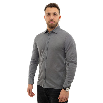 Canali Gray Cotton Pattern Shirt Canali