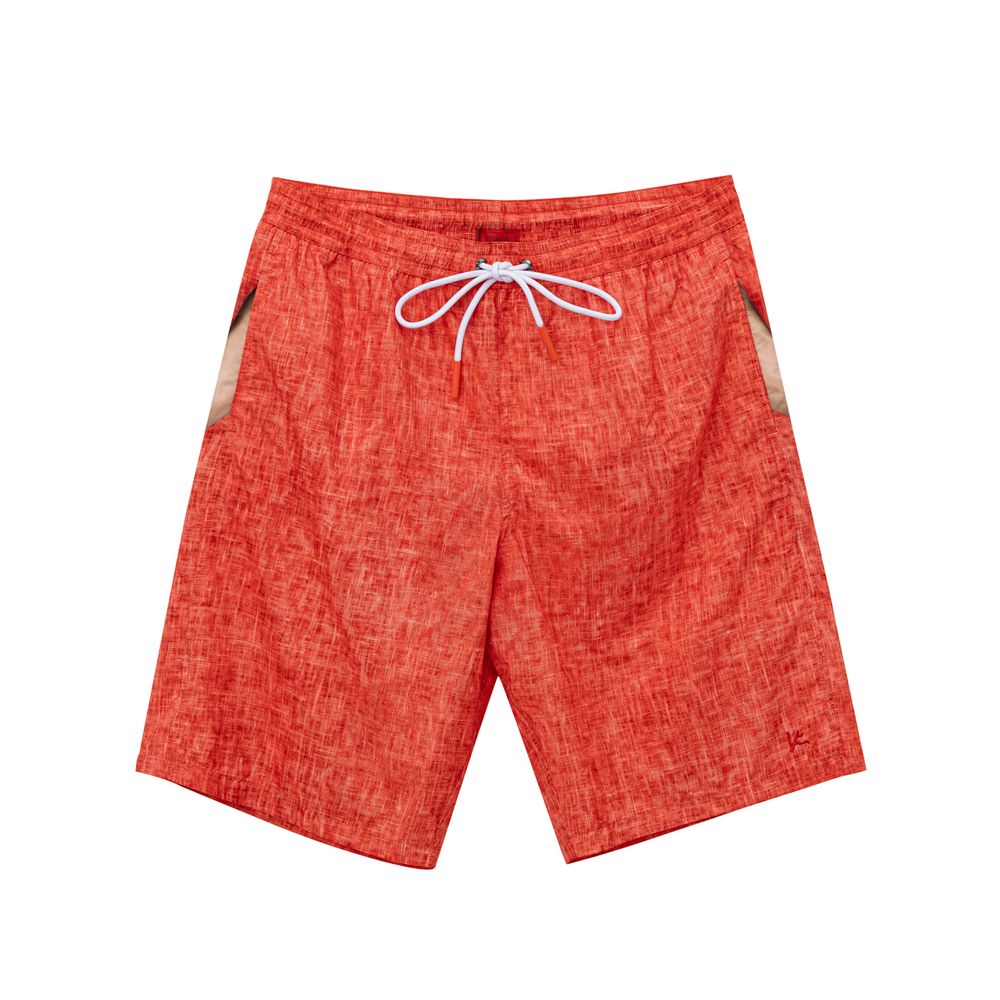 Isaia Red Polyester Swim Shorts Isaia