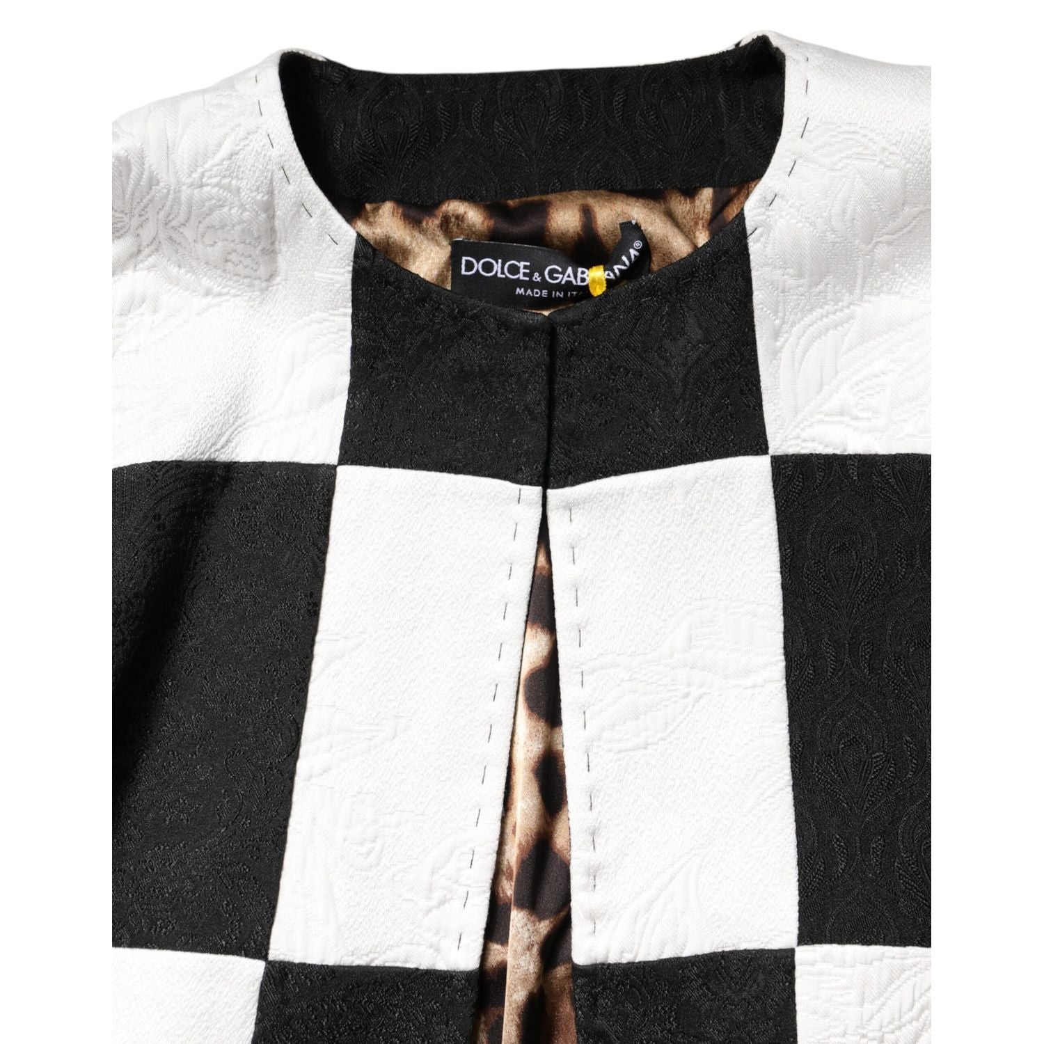 Dolce & Gabbana White Black Patchwork Jacquard Blazer Jacket