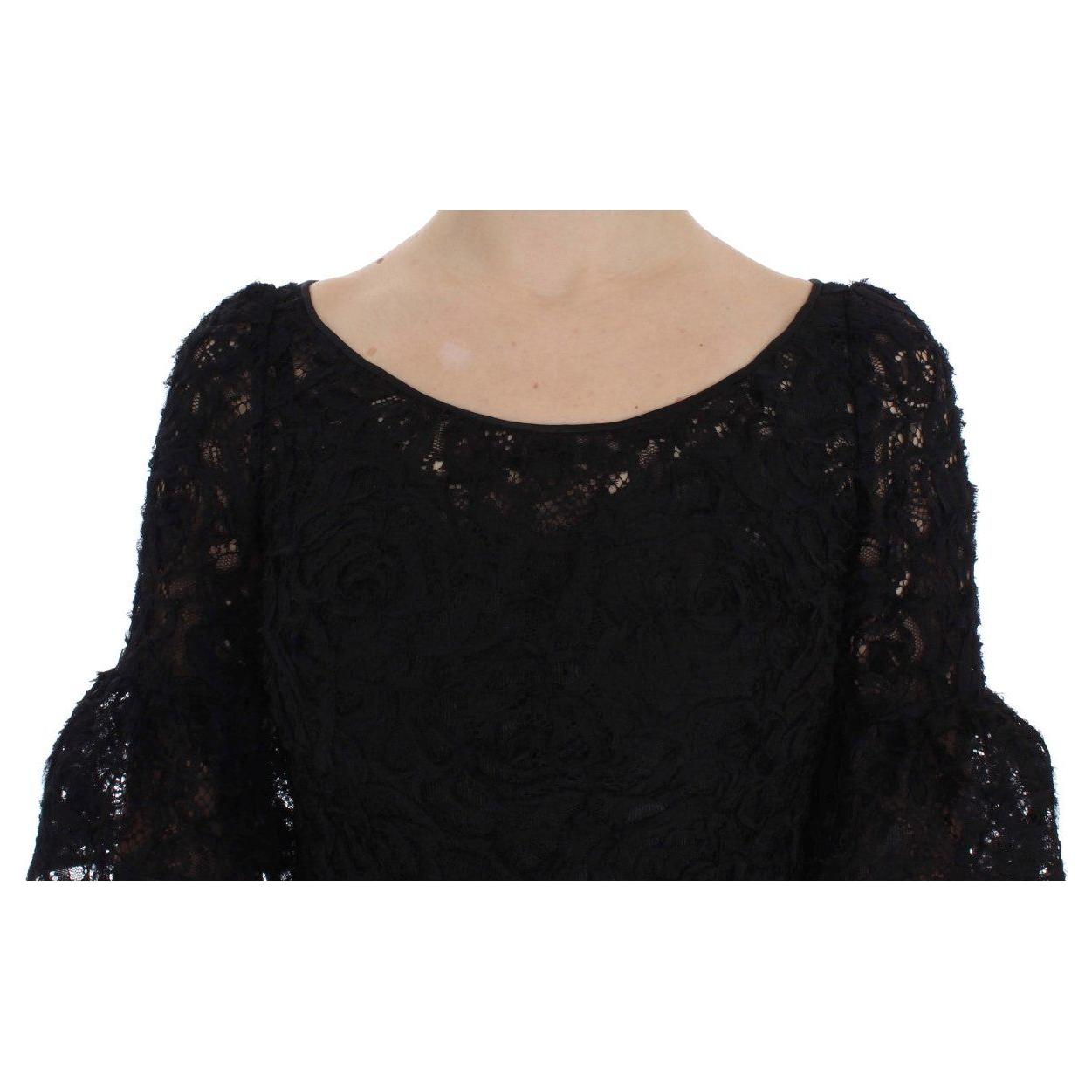 Dolce & Gabbana Elegant Black Floral Lace Maxi Dress Dolce & Gabbana