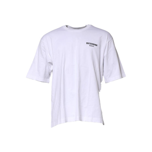 Dolce & Gabbana White Cotton Logo Print Crew Neck T-shirt