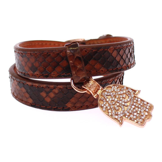 Chic Snakeskin Leather & Gold Cuff Bracelet