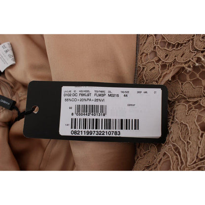 Dolce & Gabbana Pink Floral Lace Full Length Sheath Dress