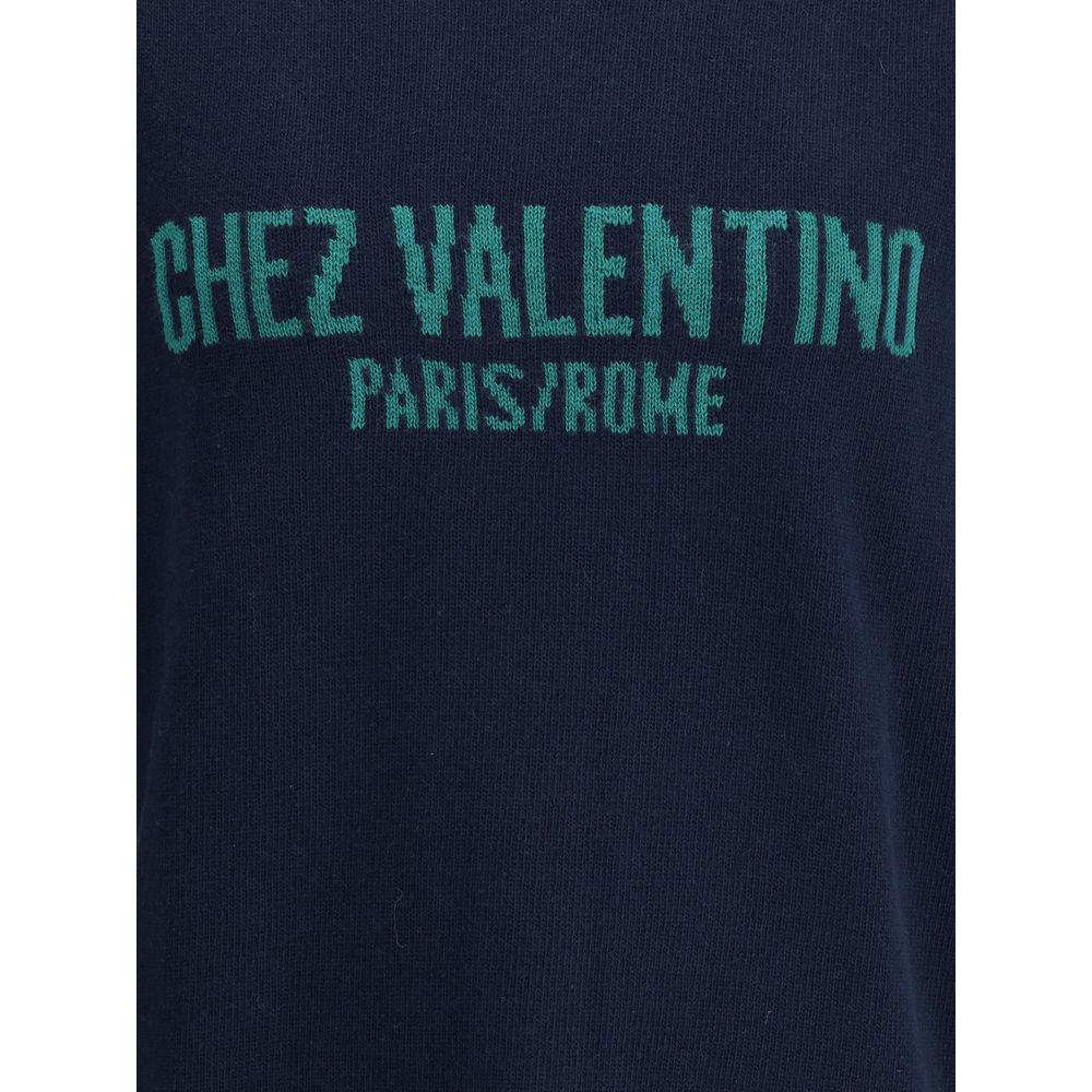 Valentino Blue Fleece Wool Sweatshirt Valentino
