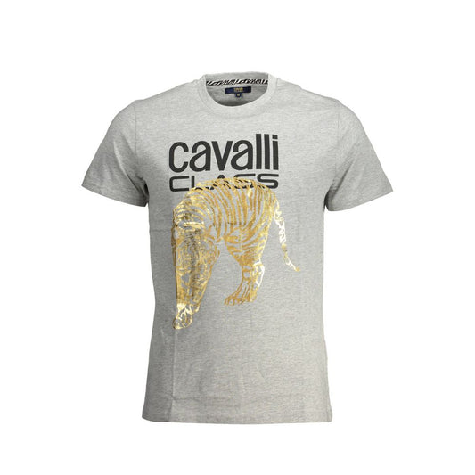 Cavalli Class Grigio Cotton Men T-Shirt
