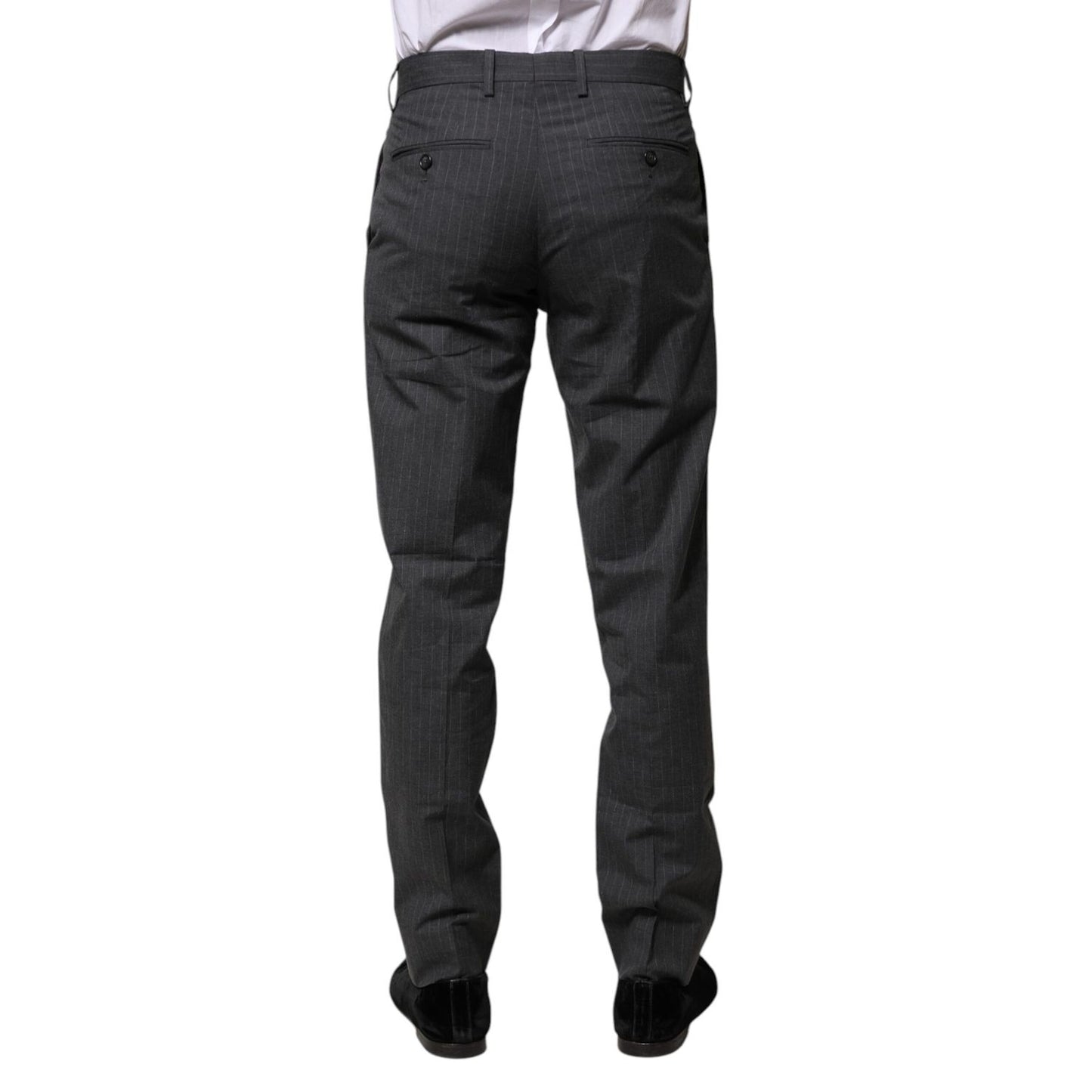 Dolce & Gabbana Gray Striped Cotton Formal Pants