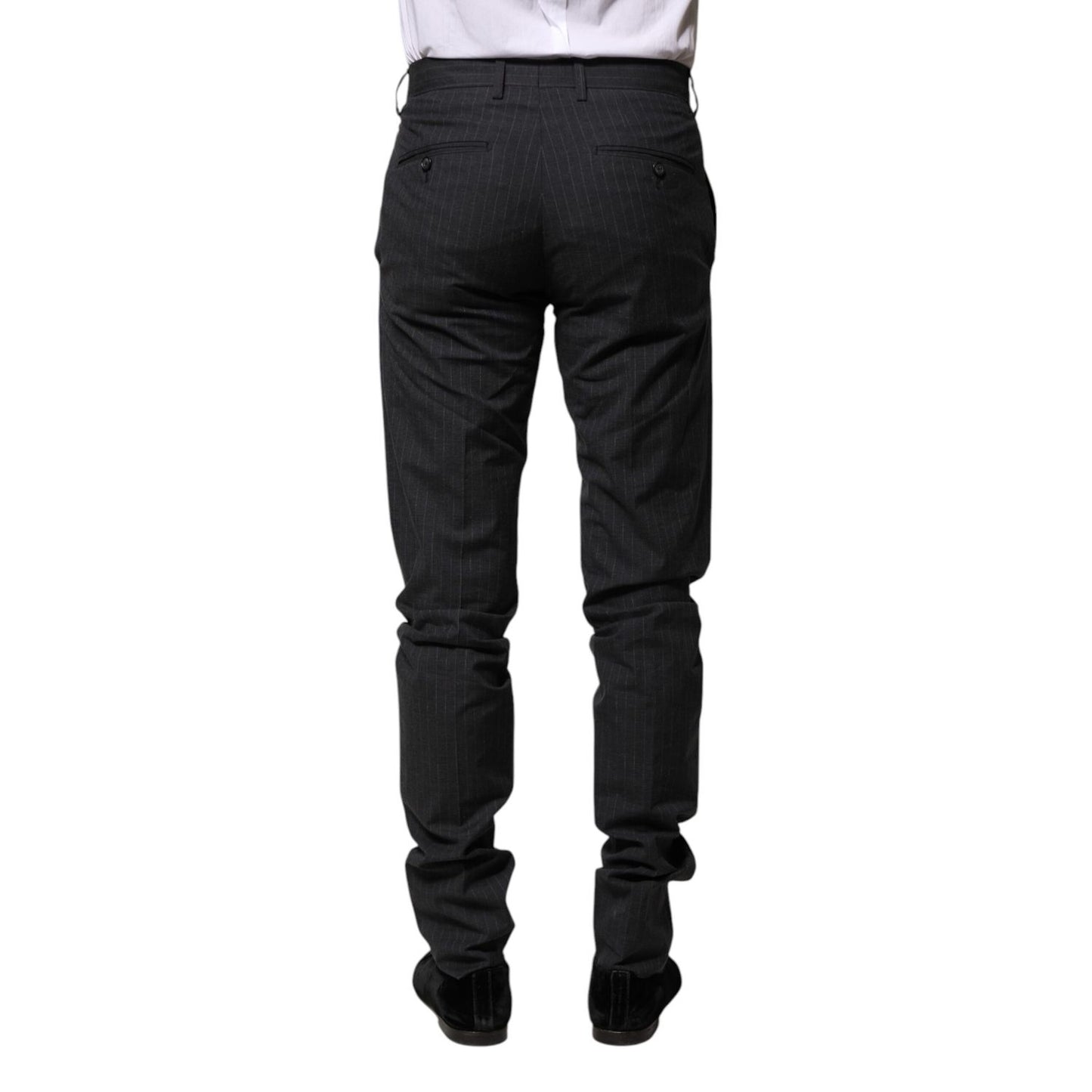 Dolce & Gabbana Gray Striped Cotton Formal Pants