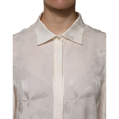 Dolce & Gabbana White Button Down Long Sleeves Blouse Top