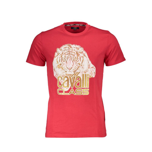 Cavalli Class Rosso Cotton Men T-Shirt