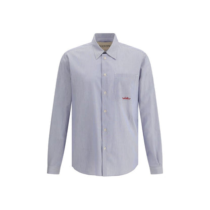 Valentino Blue Cotton Pattern Shirt Valentino
