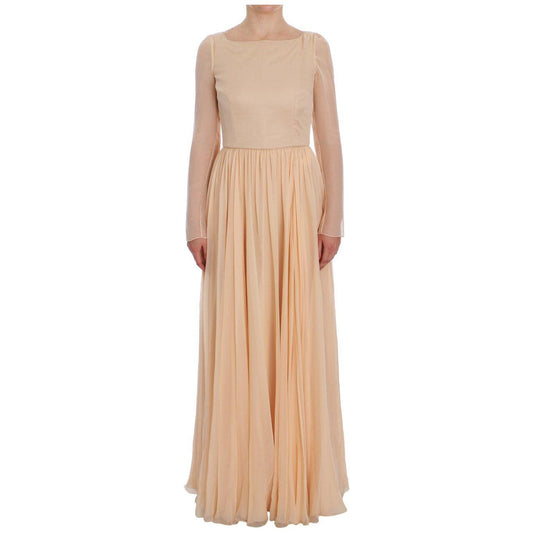Dolce & Gabbana Beige Silk Ball Gown Full Length Dress