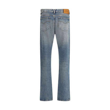Versace Blue Cotton Straight-Leg Jeans Versace