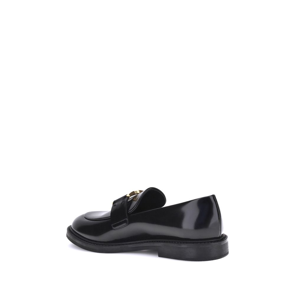 Chloé Black Calf Leather Bos Taurus Slip-On Loafers